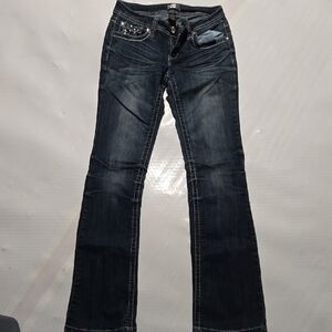 Dark Wash Women's Bootcut Jeans - Rhinestone Detail